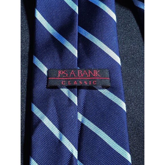 Vintage Jos A Bank Classic Men's Striped Silk Tie Navy Blue - Picture 2 of 12